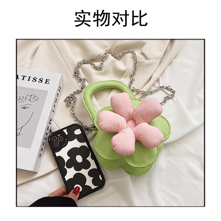 Túi Xách JASMIN NOIR Đeo Chéo Da PU Đính Hoa Phối Dây Xích Thời Trang Nữ Sành Điệu