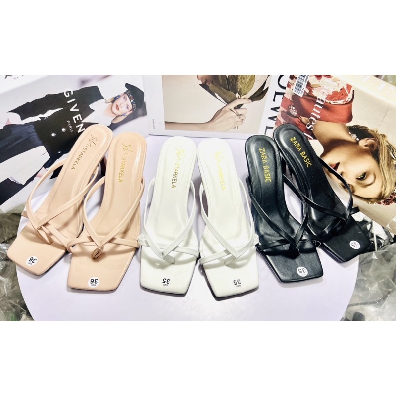 Giày gót kẹp chữ A H2STORE 7cm đơn giản dễ thương.