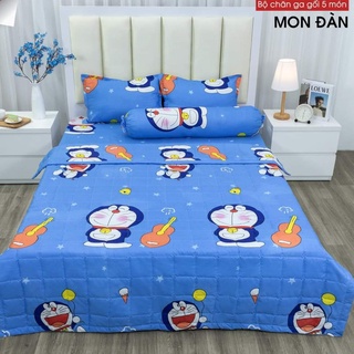 (4 món) chăn hè ga gối polycotton mẫu cây thông