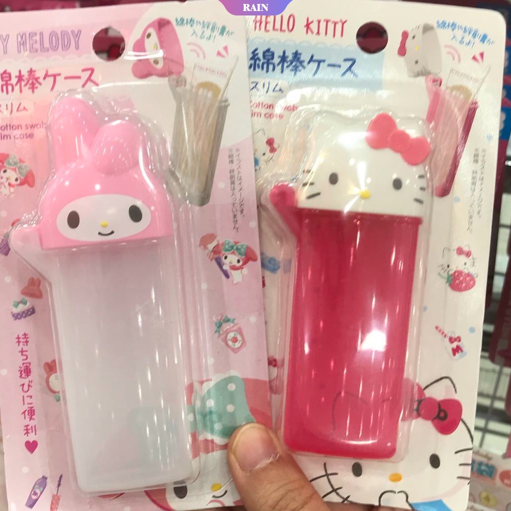SANRIO Hộp Đựng Tăm Bông/ Tăm Xỉa Răng Hình Mèo Hello Kitty Dễ Thương