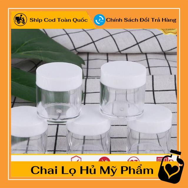 Hũ nhựa đựng kem 10g thân cao nắp trắng chiết mỹ phẩm , phụ kiện du lịch , phụ kiện du lịch