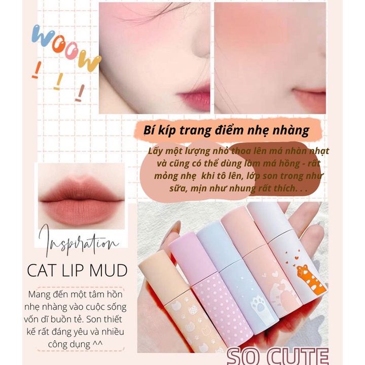 Son Nội Địa Trung FAICCIA Chân Mèo Matte Lip Glaze Chất Nhung Lì Somoholic SM12