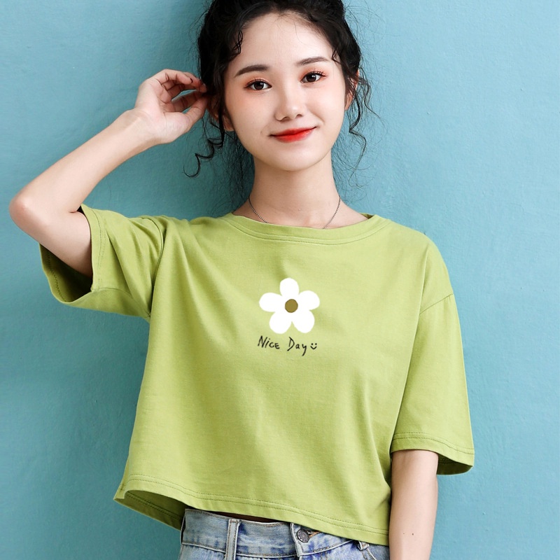 Áo Thun Crotop Form Rộng Tay Ngắn Chất Cotton Mền Mại In Hình Nice Day Ulzzang Style Hàn Quốc TTT0122