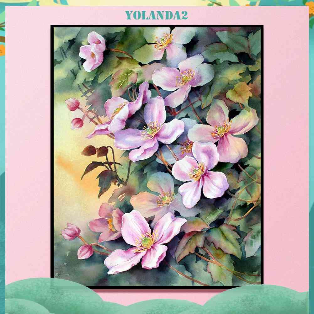 11ct Tranh Thêu Chữ Thập DIY Hình Hoa Màu Nước Kích Thước 40x50cm