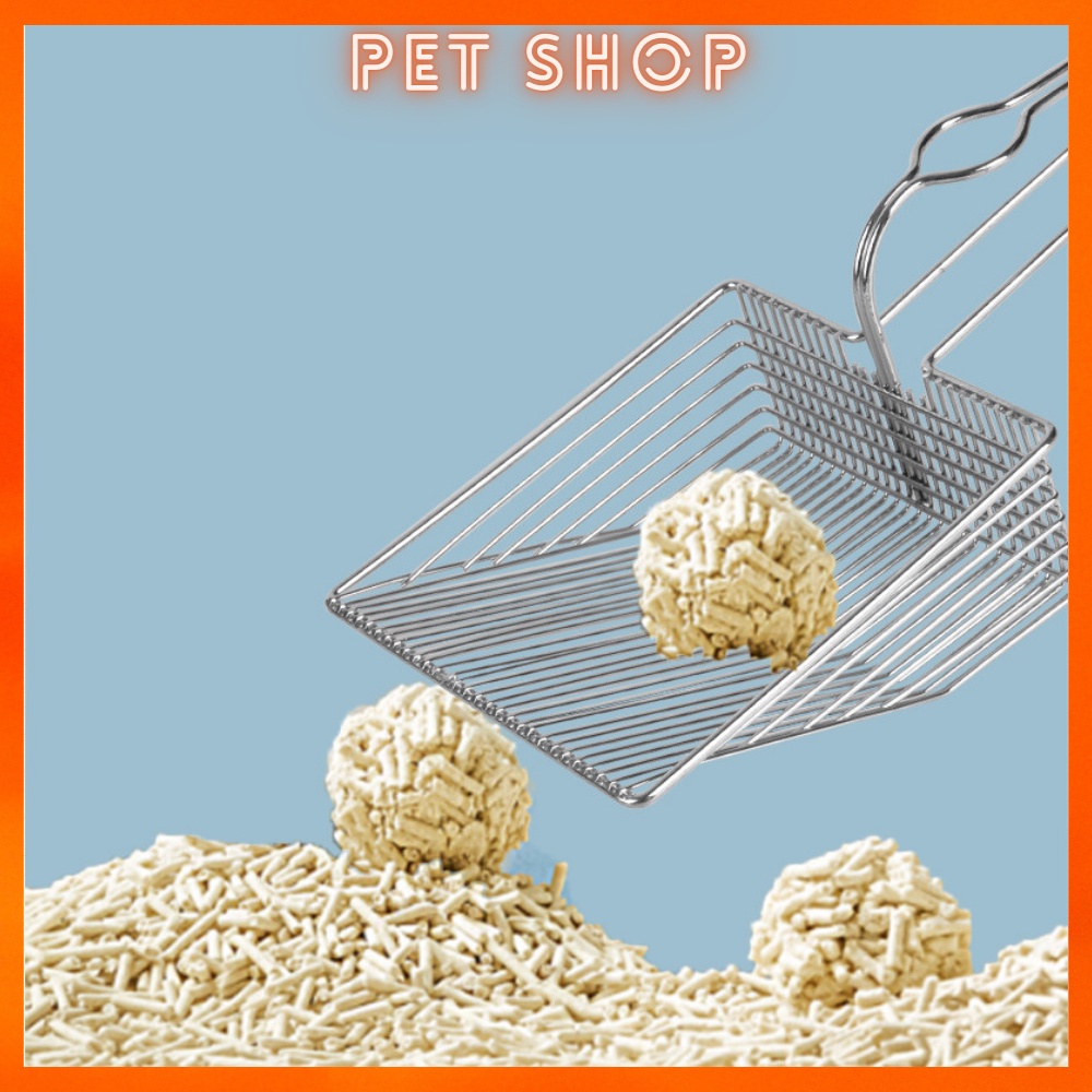 Xẻng xúc cát vệ sinh cho mèo bằng inox, xẻng xúc cát vệ sinh mèo, xẻng hốt cát dọn vệ sinh phân cho mèo