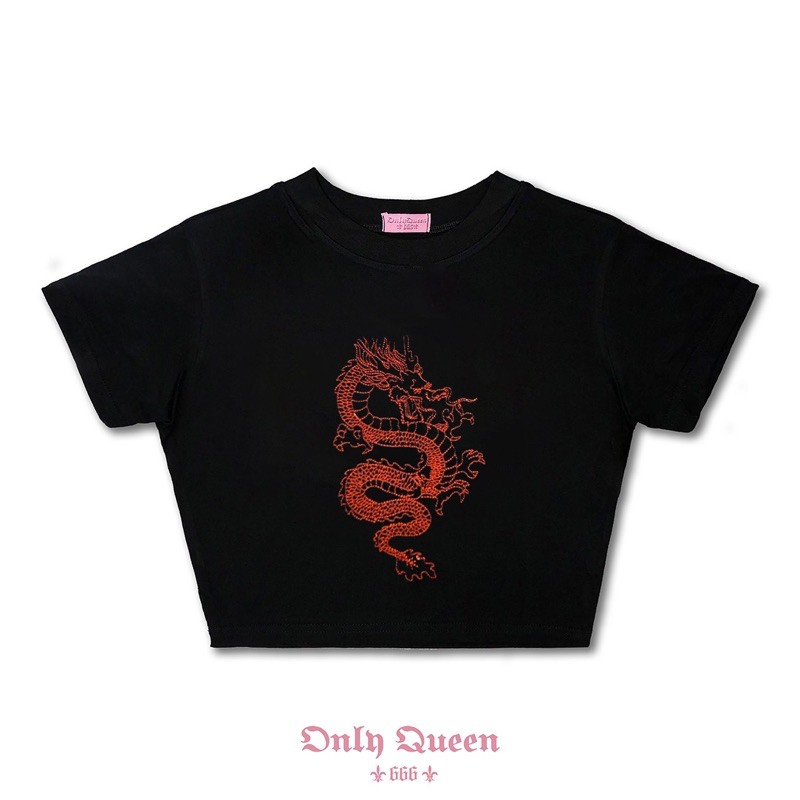Croptop Rồng đỏ thêu