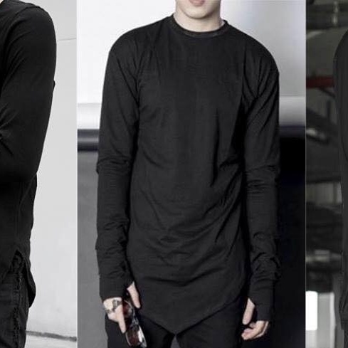 Áo thun tay dài cổ tròn vạt nhọn longtee MAKVN