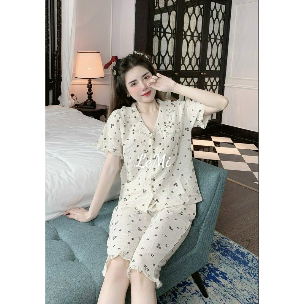 Bộ pijama ngố cộc vải đũi, bộ đũi tay cộc quần lửng, bộ pijama mặc nhà vải đũi, bộ pijama bèo
