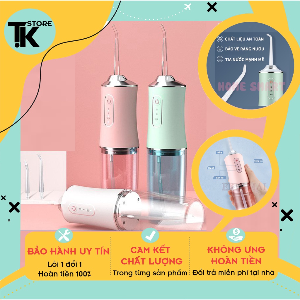 Máy Tăm Nước Tích Điện Cầm Tay Thông Minh, Tăm Nước Cầm Tay Đa Năng - Bảo Hành 12 Tháng