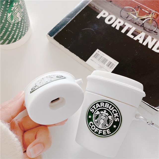 ☘️Tặng kèm móc☘️ Case bao airpod silicon 1 2 Pro 3 Cốc Starbucks trắng- Vỏ bọc đựng tai nghe không dây i11 i12 ..AirPods