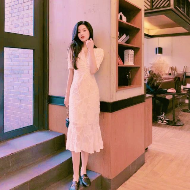 Váy đầm ren thêu nổi dáng ôm body đuôi cá công sở đi tiệc đẹp xinh hotgirl teen giá rẻ