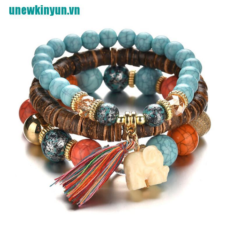 Y●Set 3 VòNg Đeo Tay ChuỗI HạT Phong CáCh Bohemia