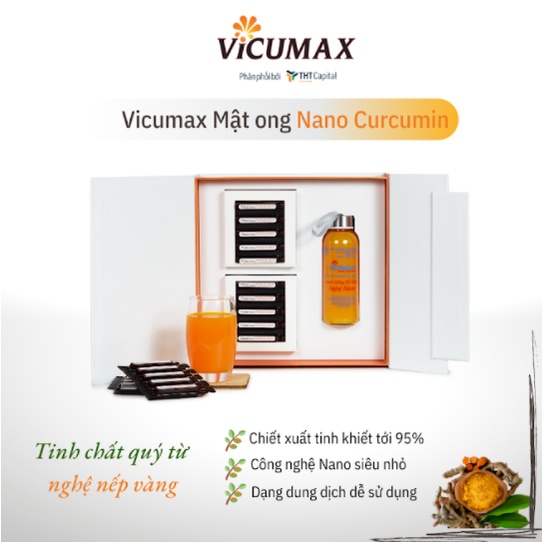 Vicumax Mật Ong Nano Curcumin dạng lỏng 255ml - Hỗ trợ dạ dày, tăng cường sức khỏe, đẹp da, tăng sức đề kháng - VI0TL030