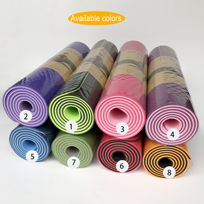 Thảm tập Yoga chống trượt định tuyến tập gym, thể dục tại nhà Thảm yoga TPE 2 lớp 8mm cao cấp
