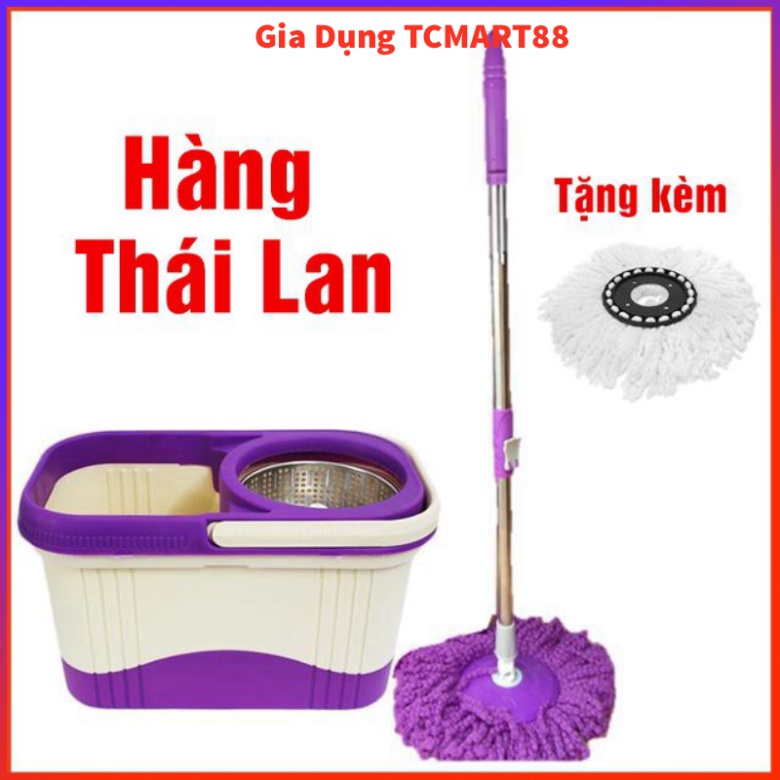 Bộ chổi lau nhà 360 độ công nghệ Thái lan có bánh xe kèm bông lau