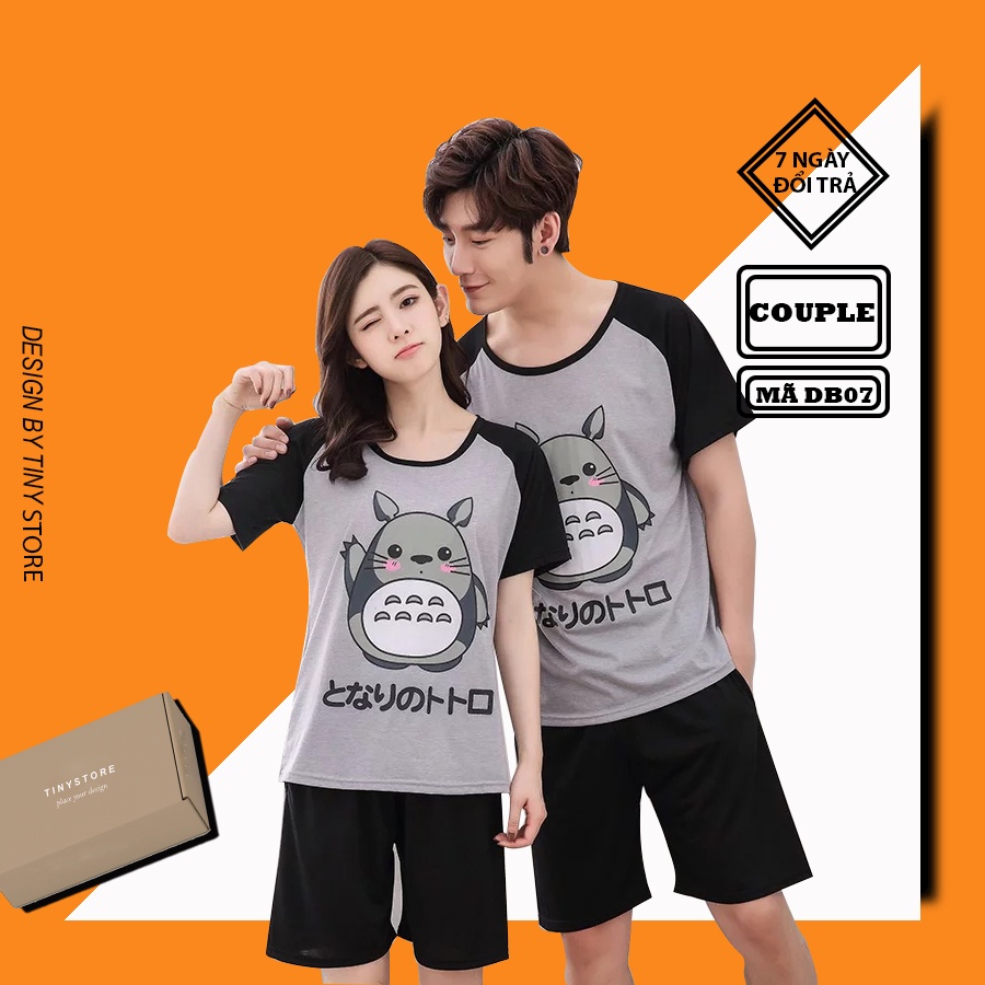Đồ đôi nam nữ thun cotton, Đồ bộ đôi nam nữ in hình chuột dễ thương, Đồ ngủ cặp đôi Hàn Quốc mã DB07