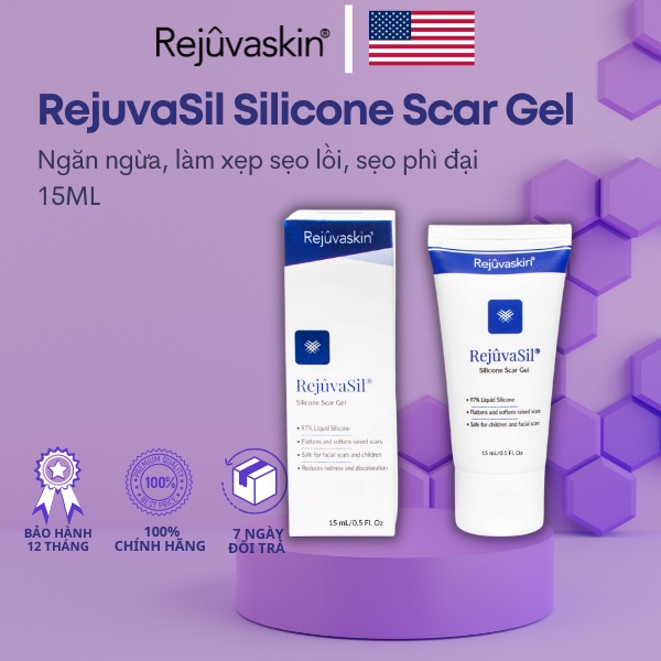Gel Xóa Sẹo Lồi , Sẹo Phì Đại REJUVASKIN RejuvaSil Silicone Scar Gel, dung tích 15ml