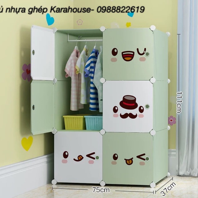 TỦ NHỰA LẮP GHÉP ĐA NĂNG ĐỂ ĐỒ, TREO ĐỒ 6 Ô. Coa kèm 1 treo đồ. Inbox chọn mẫu