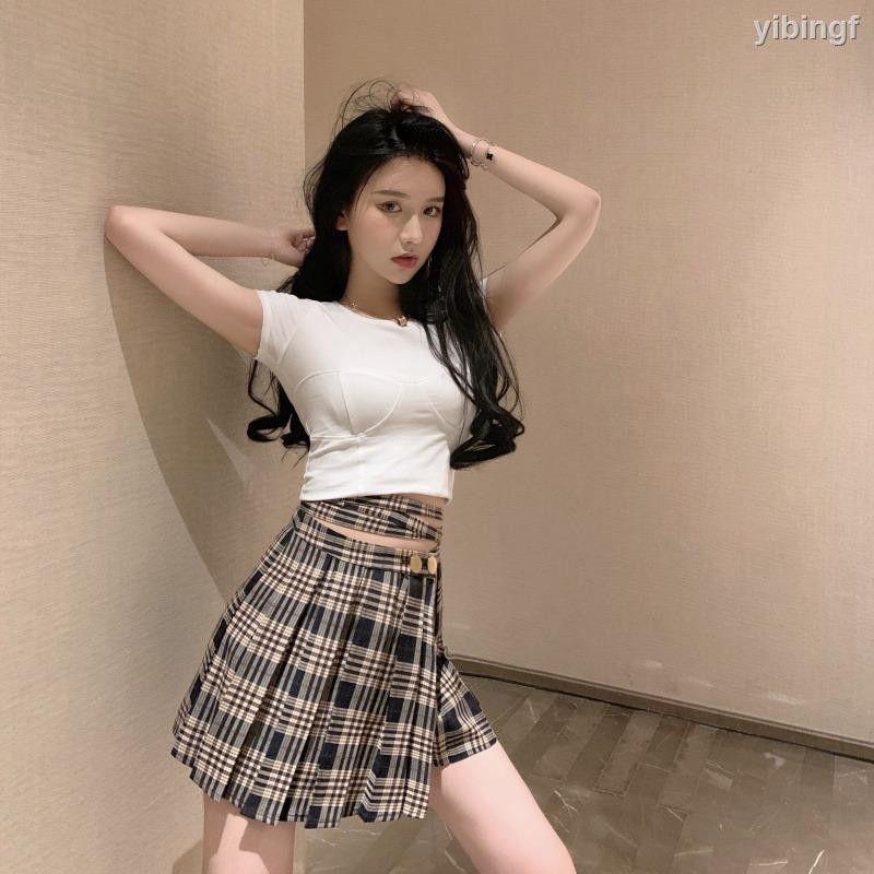 Chân Váy Chữ A Lưng Cao Xếp Ly Họa Tiết Sọc Caro Nữ Tính | BigBuy360 - bigbuy360.vn