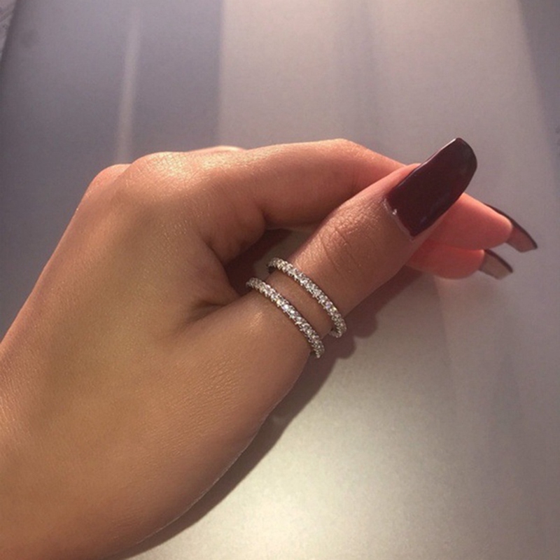 Nhẫn mạ bạc 925 đính đá Sapphire trắng tự nhiên thời trang