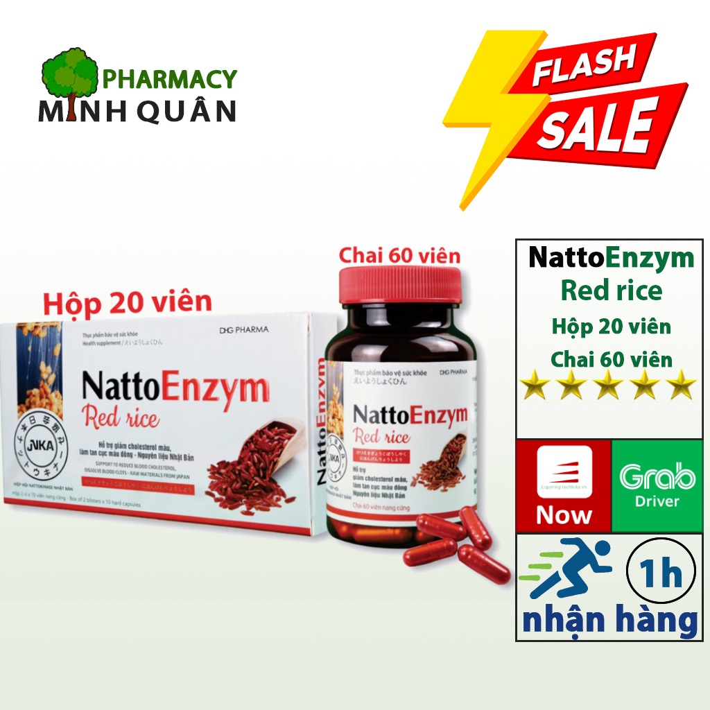 NattoEnzym Red Rice (Gạo đỏ) ⚡Chính Hãng⚡ Hỗ trợ giảm Cholesterol và làm tan cục máu đông_MINH QUÂN