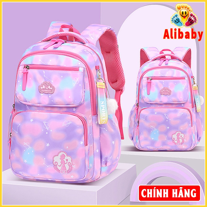 Balo Cho Bé Gái Tiểu Học Siêu Nhẹ, Chống Nước Cặp Xách Cho Bé Gái Cấp 1 E501