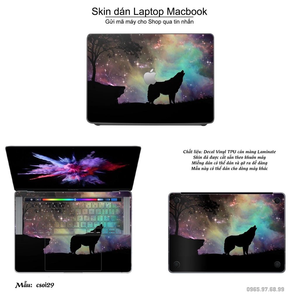 Skin dán Macbook mẫu sói tuyết (đã cắt sẵn, inbox mã máy cho shop)