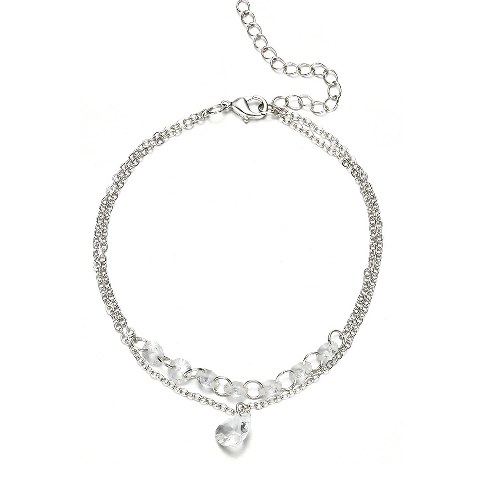 Exquisite Crystal Double Heart Crystal Bracelet Engaged Married Jewelry  Woman