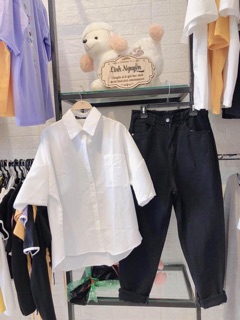 🔥Set Baggy Jeans Đen + Sơ Mi 1 Túi
