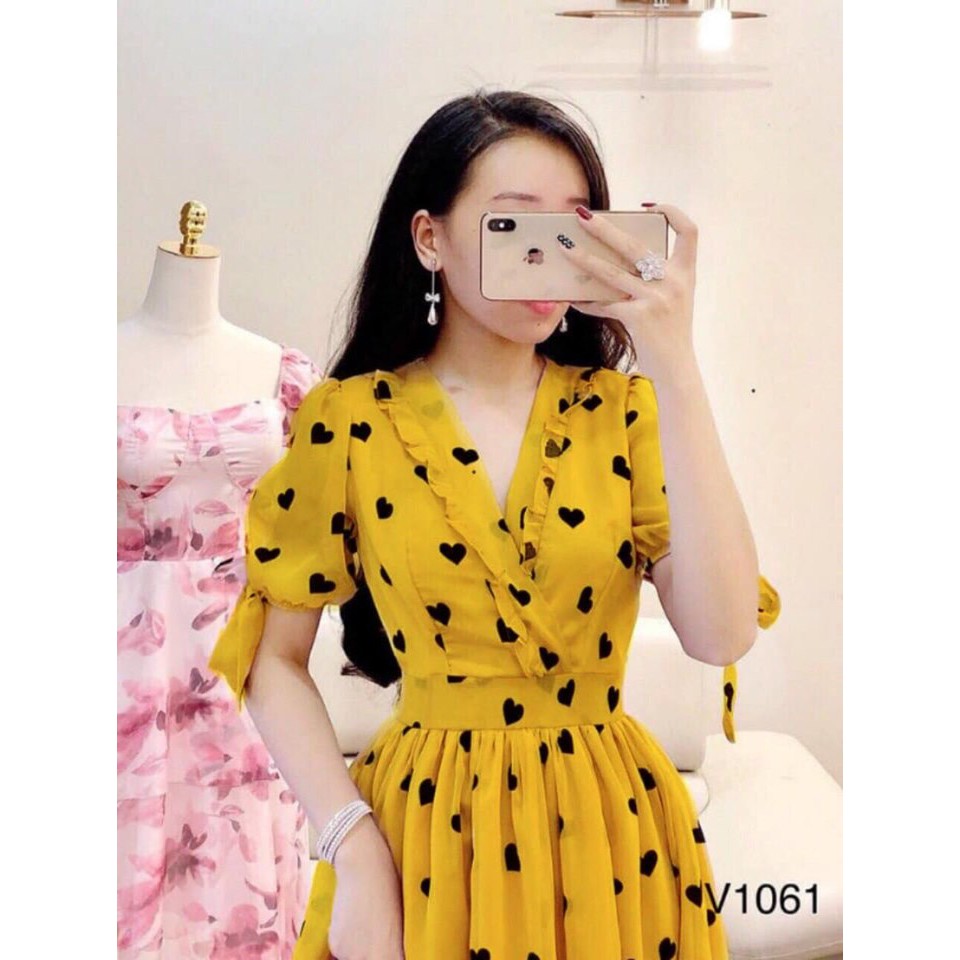 [XẢ KHO] VÁY ĐẦM VOAN HỌA TIẾT TRÁI TIM SIÊU DỄ THƯƠNG THỜI TRANG NỮ THIẾ KẾ ARAVA DV01 | BigBuy360 - bigbuy360.vn