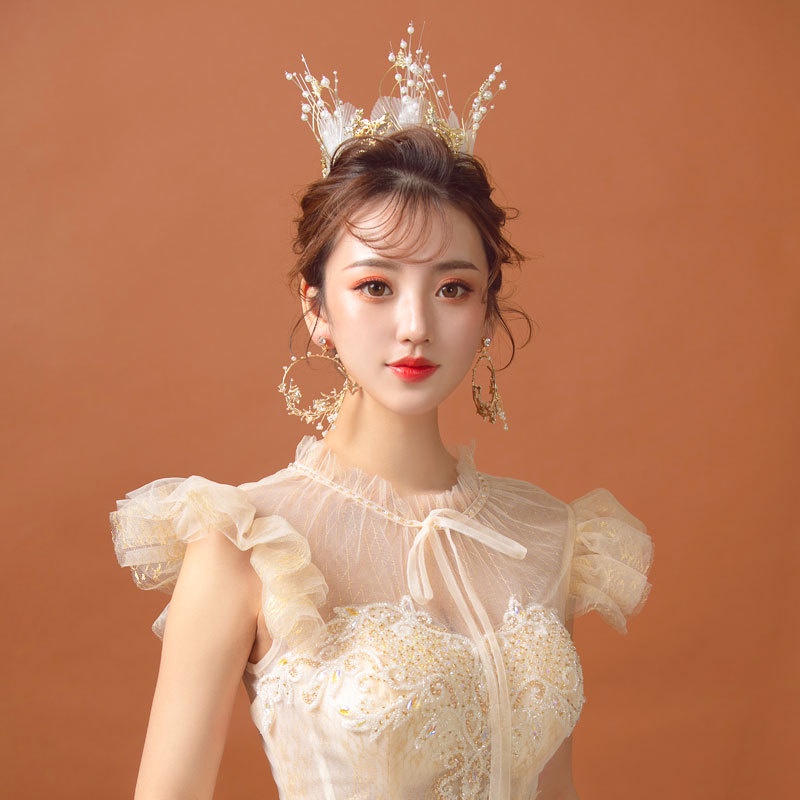 Vương Miện Cài Tóc Đính Ngọc Trai Nhân Tạo Thời Trang