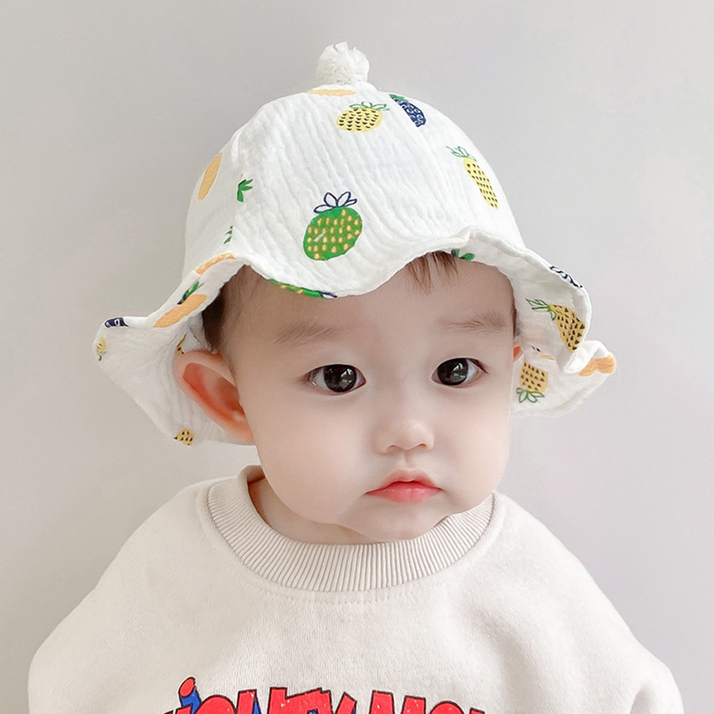 ledmarket Sun Hat Cartoon Fruit Print Sun Protection Skin Friendly Baby Unisex Fisherman Cap for Outdoor