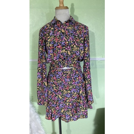 Set váy hoa nhí Zara auth newtag size XS cổ sơ mi