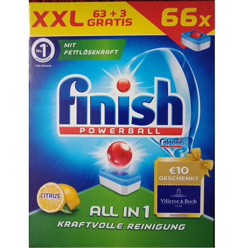 Hộp 66 viên rửa bát Finish Allin1 chuyên dùng cho máy rửa chén bát