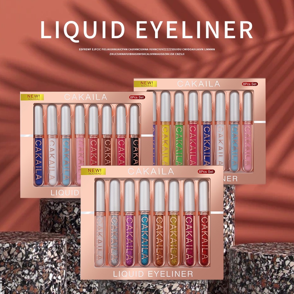 Set 8 Bút Kẻ Mắt Chống Nước Nhiều Màu Sắc Thời Trang