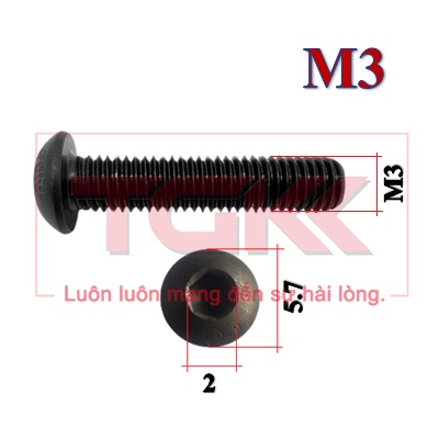 Bulong LGC chỏm cầu thép đen M3 (Túi 10)