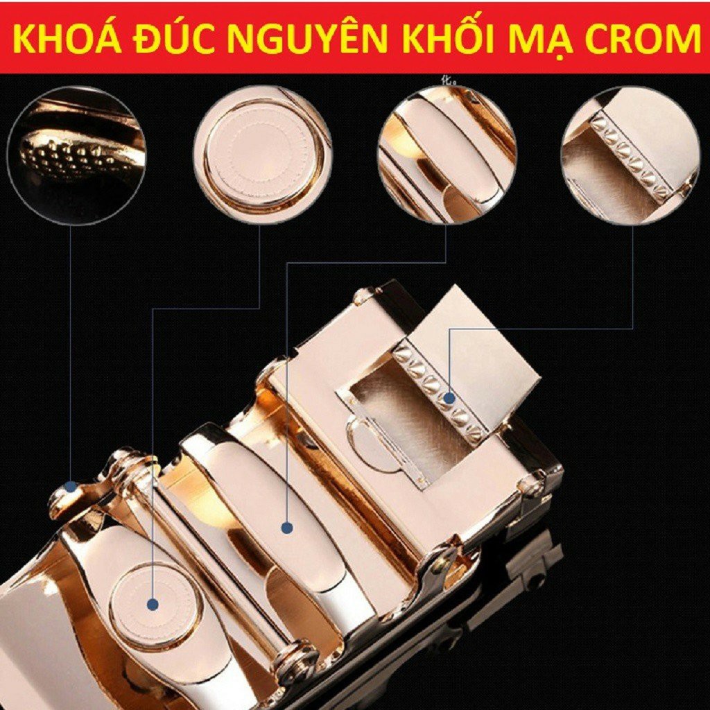 Thắt Lưng Nam Da Bò 100% Nhập Khẩu Chính Hãng Hàng Hiệu Khóa Tự Động Trẻ Trung Nam Tính GC35