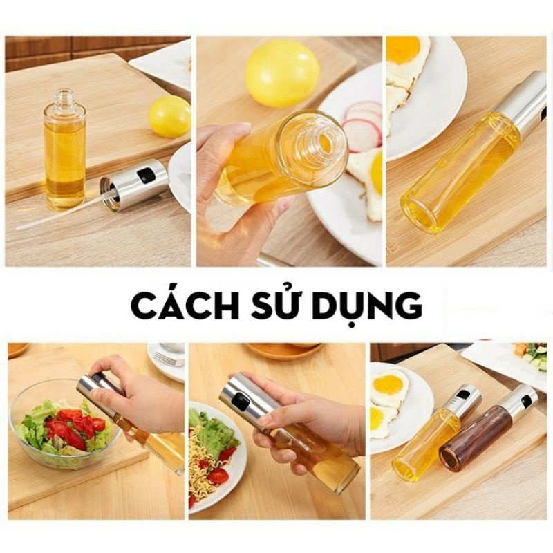Bình xịt dầu ăn phun sương cao cấp 100ml thân thủy tinh
