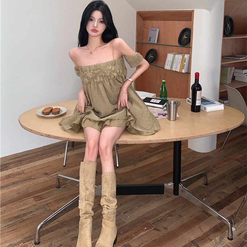 Đầm Mini Nữ Cúp Ngực Trễ Vai Dáng Rộng Gợi Cảm