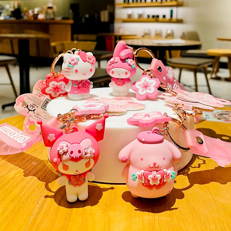 SANRIO Móc Khóa Hình Búp Bê Hello Kitty Màu Hồng Dễ Thương