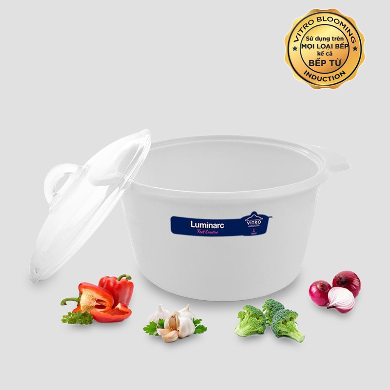 Nồi thuỷ tinh Luminarc Vitro Blooming dung tích 3L điện từ thương hiệu Pháp