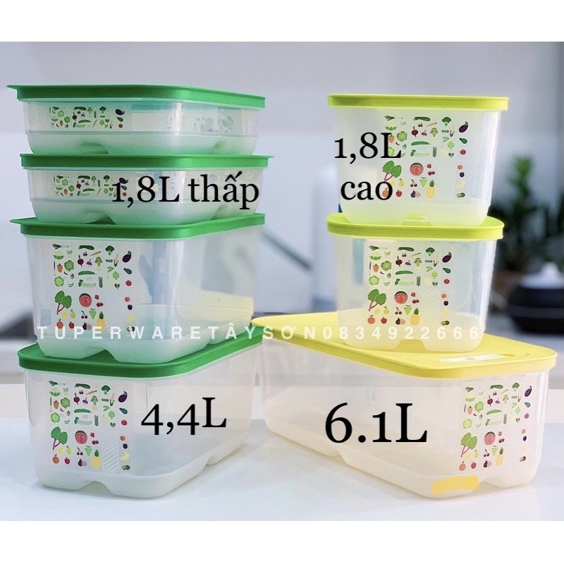 Lẻ hộp trữ rau củ quả ngăn mát Vensmart 375ml / 800ml /  1.8L / 4.4L / 6.1L Tupperware