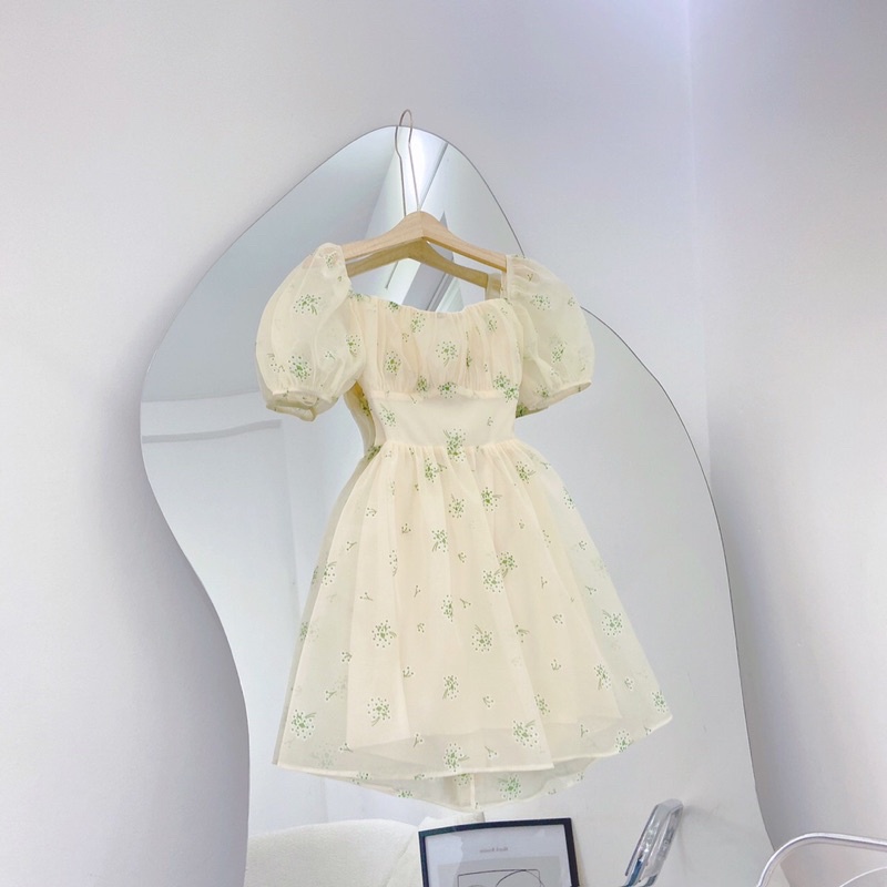 ĐẦM HOA CUTOUT NƠ LƯNG BO EO