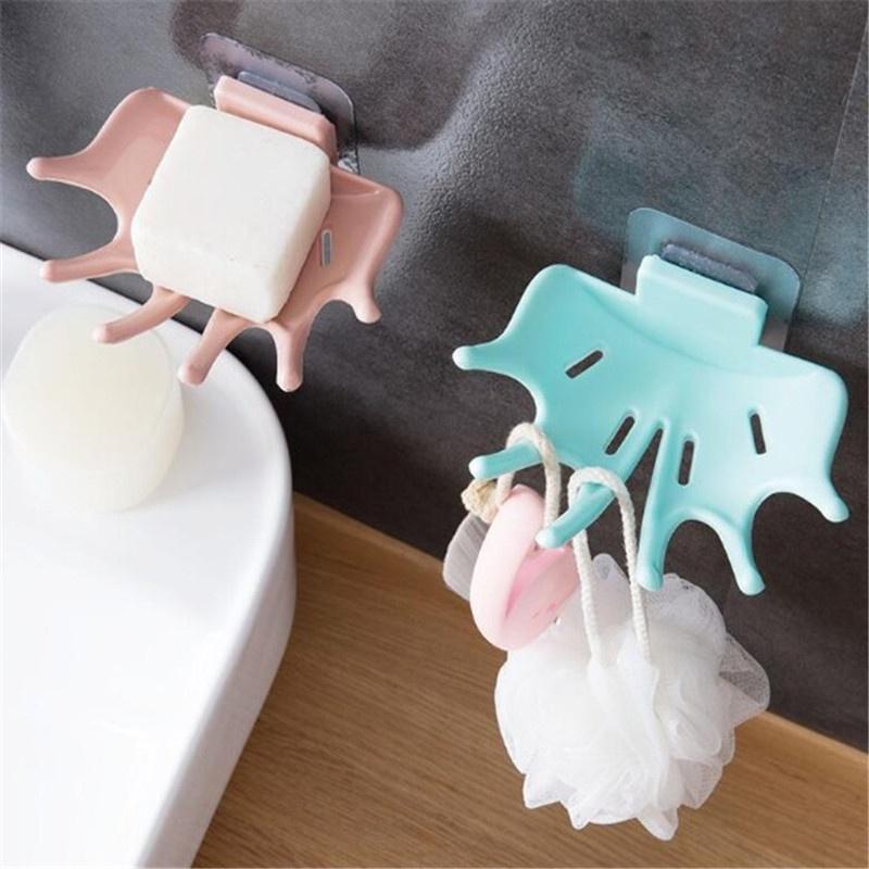 Khay giữ xà phòng gắn tường dạng cốc hút không cần khoan lỗ hình dạng bàn tay thoát nước được cho phòng tắm