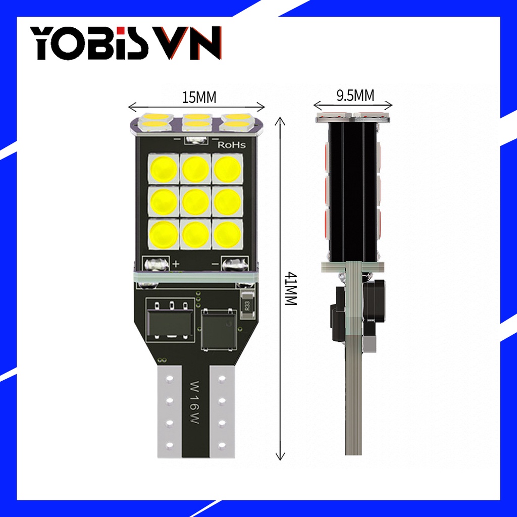 Bóng đèn LED T15 12-24V siêu sáng gắn đèn lùi xe ô tô chuyên dụng