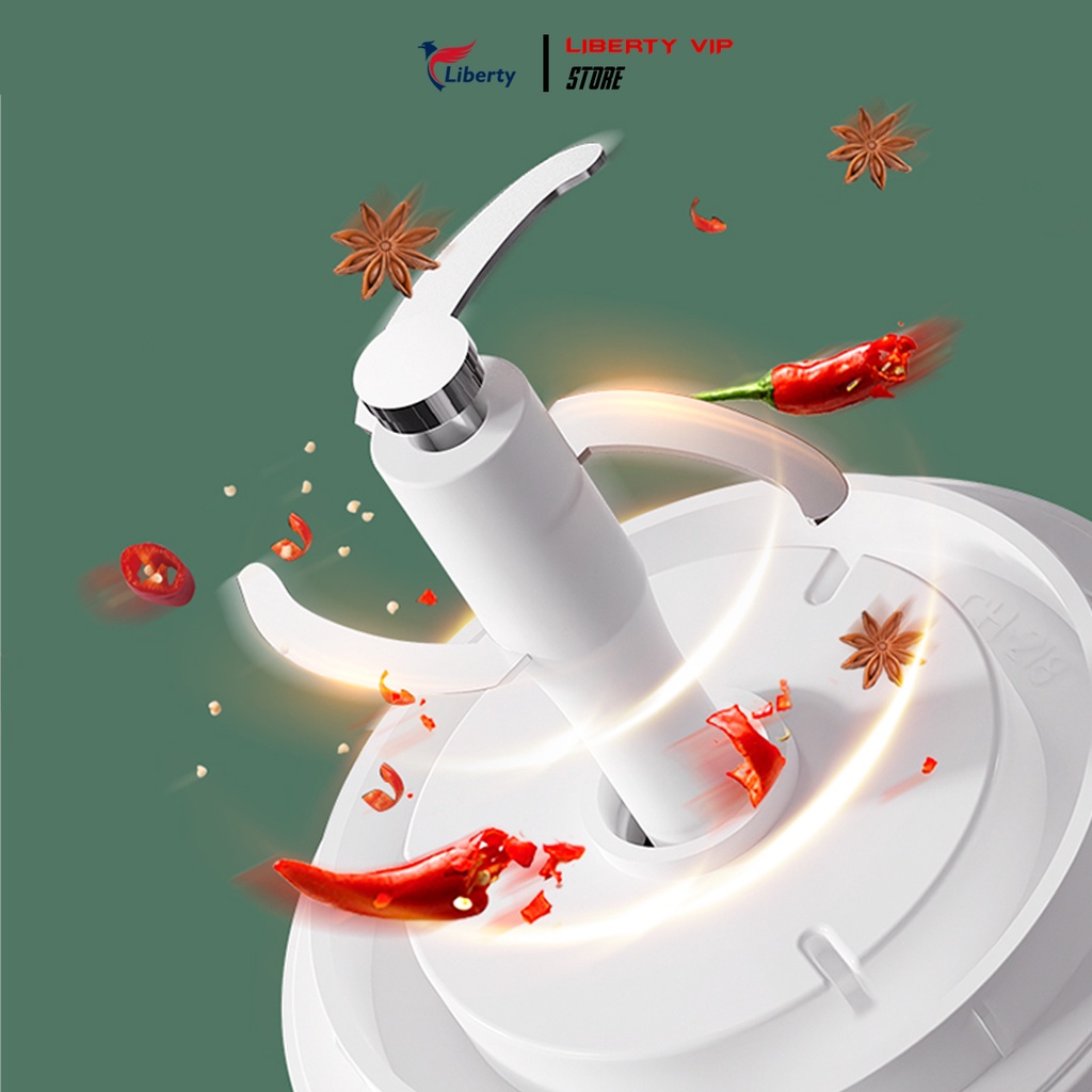 Máy xay tỏi ớt thịt mini Liberty đa năng máy xay ăn dặm cho bé số 1 chất liệu cối thủy tinh kháng khuẩn 300ml