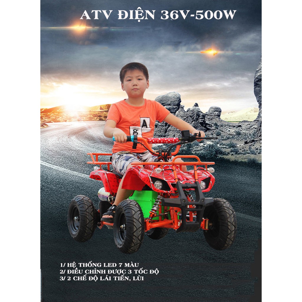 Xe ATV mini chạy điện bình 36V-800W/ 2 chế độ lái tiến lùi, xe địa hình 4 bánh