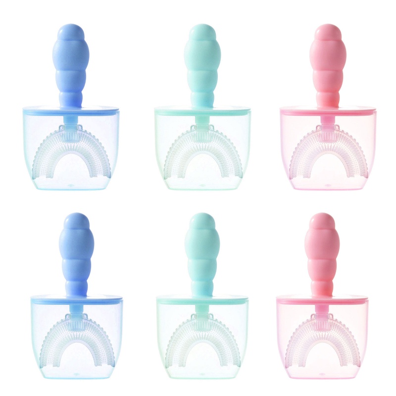 Bàn chải đánh răng hình chữ U kèm nắp bọc chống bụi cho bé