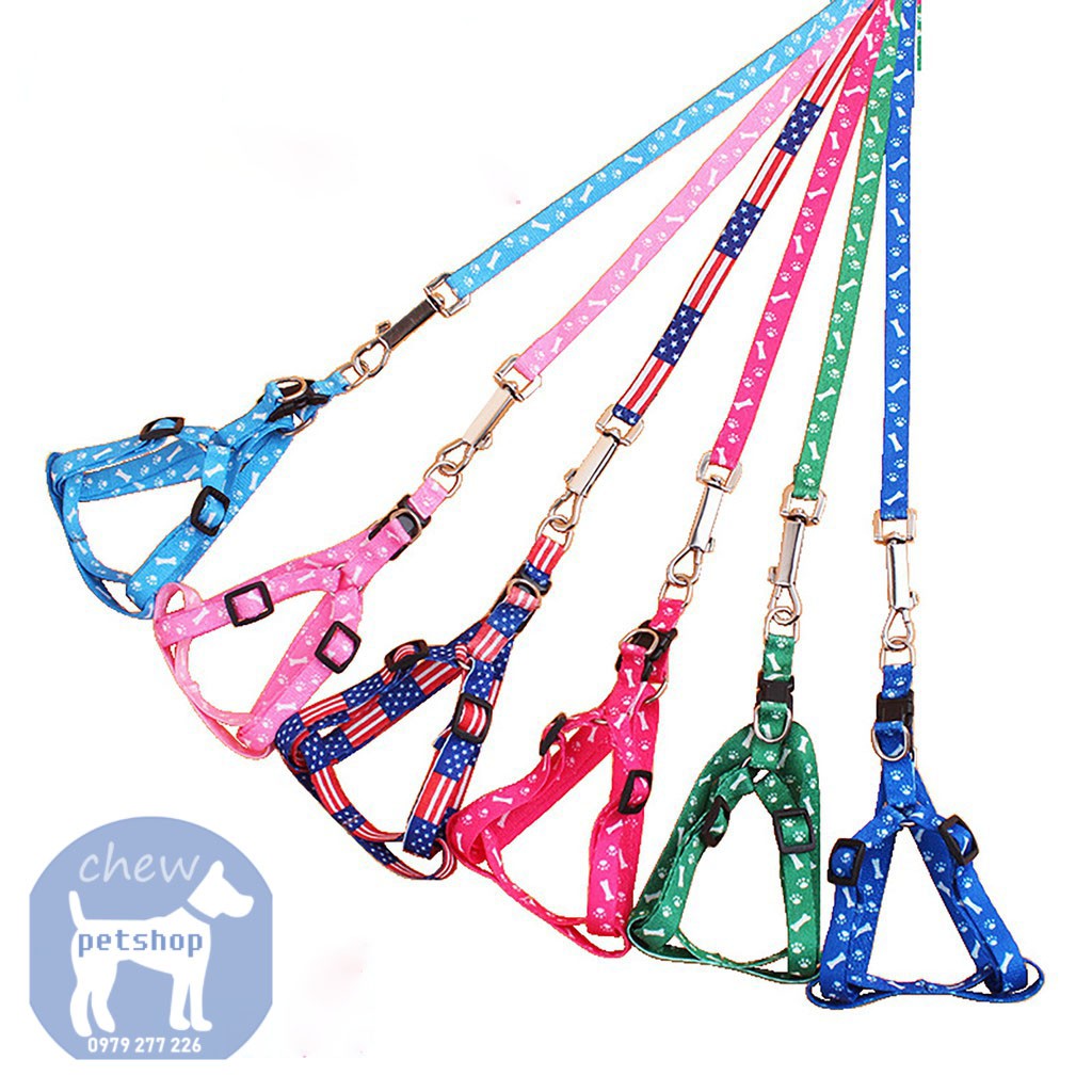 Dây dắt Mỏng 1 lớp kèm yếm hoặc vòng cổ dành cho thú cưng - Phụ kiện phú cưng ChewPet Shop