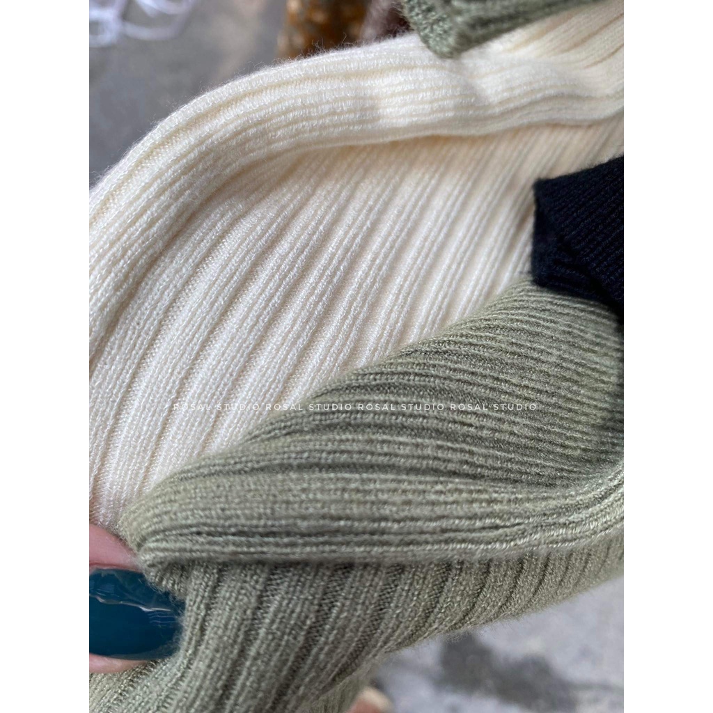 [Ảnh thật] Áo len gân cổ tròn ngắn tay bảng màu siêu xinh chất đẹp | BigBuy360 - bigbuy360.vn